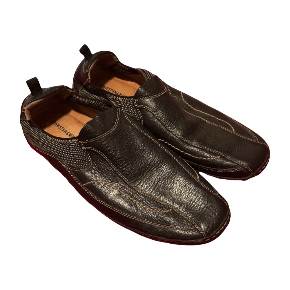 Johnston & Murphy Sheepskin Stretchy Black Loafers Men’s size 11.5 Memory Foam